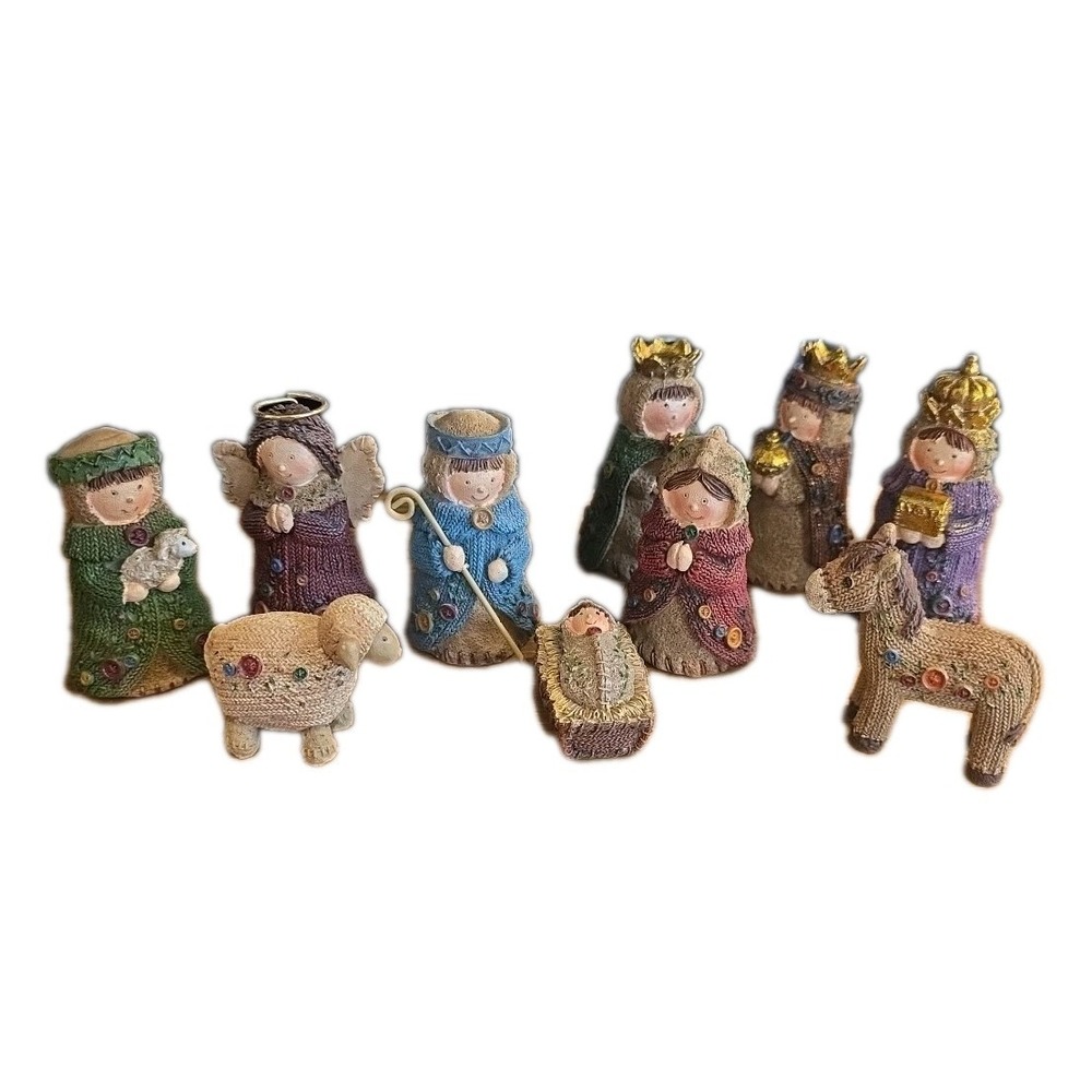 Hobby Lobby 10 Piece Nativity Scene Set Figures‎ Resin Christmas